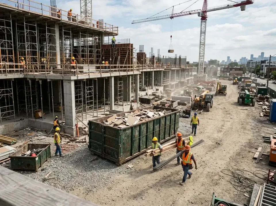 commercial-construction-site-w-002 — frequently asked questions, Low Cost Construction Dumpster Rental in North College Hill…
